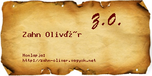 Zahn Olivér névjegykártya